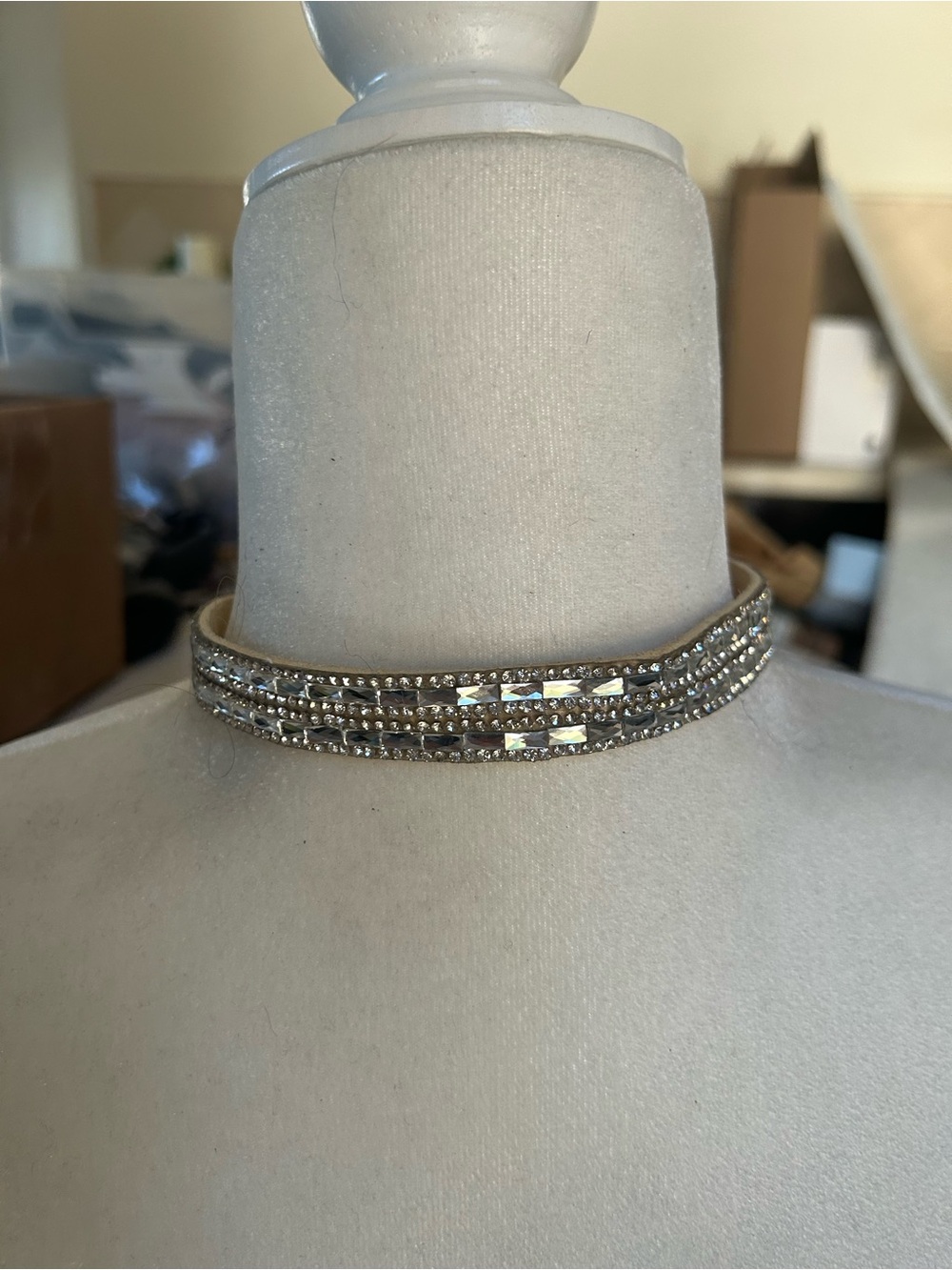 Crystal Embellished silver rhinestone beaded Choker Necklace
